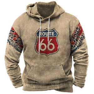 Sweat à Capuche Oversize Homme Imprimé 3D Moto Route 66 - vue 3