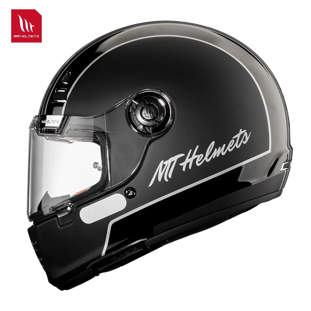 Casque moto intégral rétro noir - vue de face - vue 5