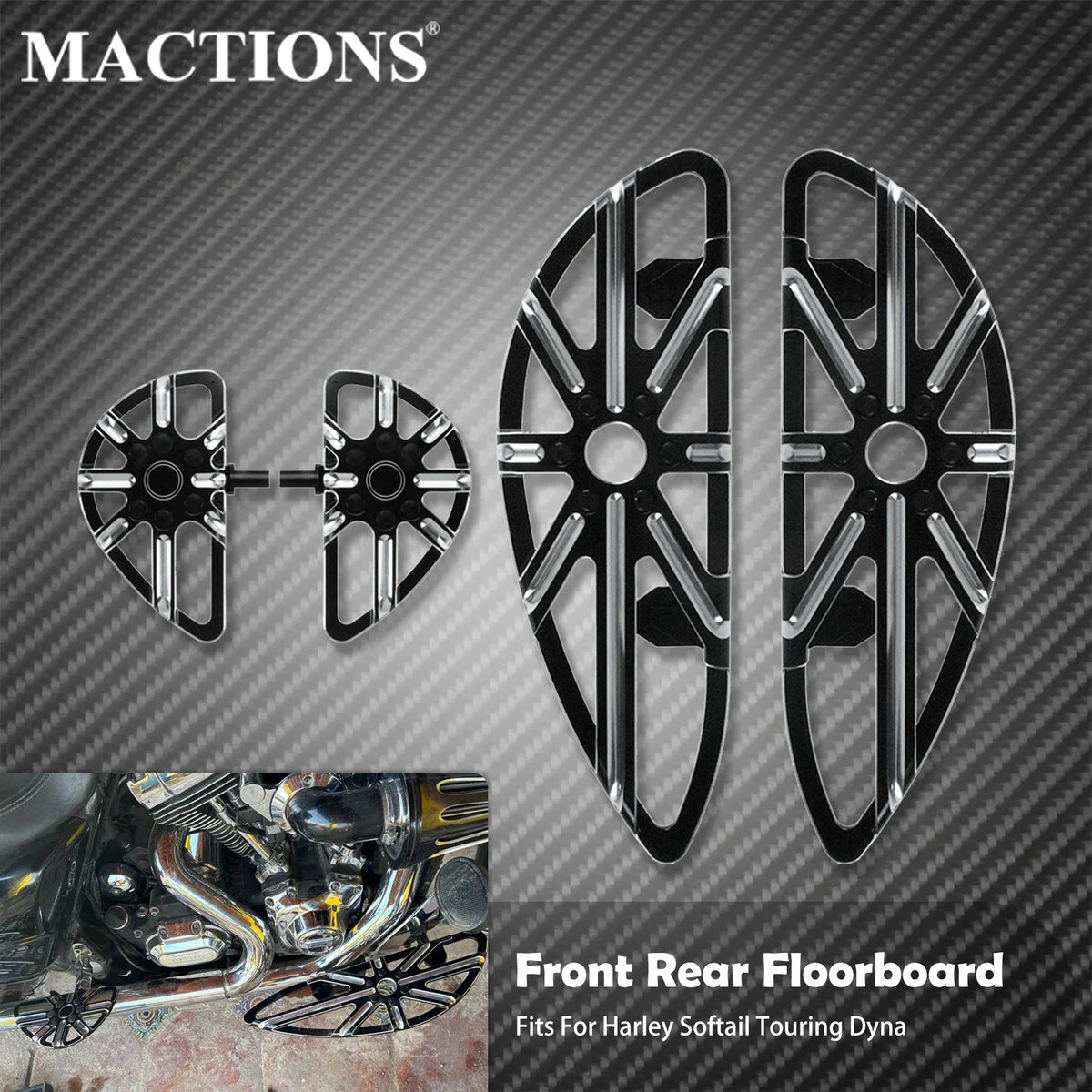 Kit marchepieds avant et repose-pieds arrière pour Harley-Davidson Touring, Electra Glide, Street Glide, Dyna et Softail FL – photo 1/11