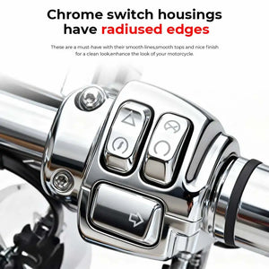 Boîtiers de commodo chromés pour Harley Softail Dyna Sportster - vue 2