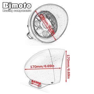 Phare LED rond noir 5,75 pouces pour moto custom et Harley-Davidson - vue 4