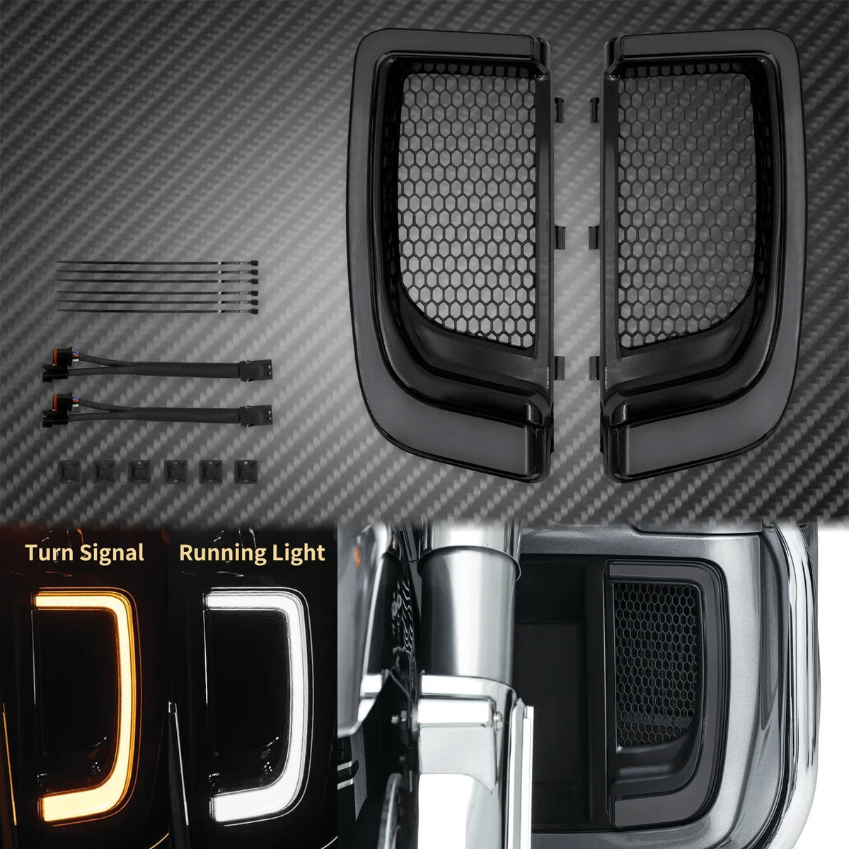 Grille inférieure de carénage LED noire pour Harley-Davidson Touring - vue 9