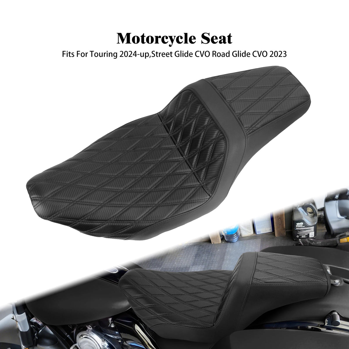 Selle biplace en cuir noir pour Harley-Davidson Touring - vue 8