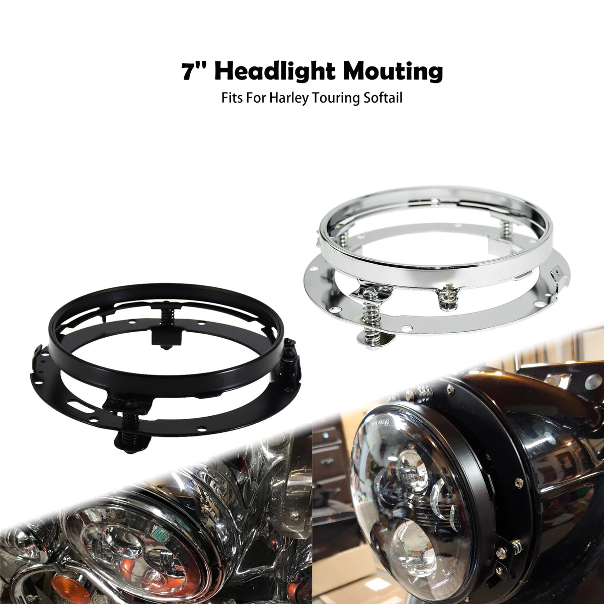 Support de montage pour phare rond 7 pouces pour Harley-Davidson Touring, FLD, Softail 1994 et plus – photo 1/7