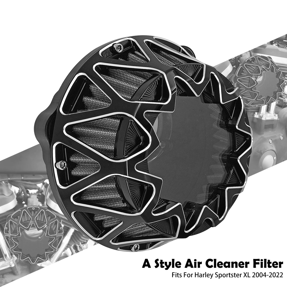 Kit filtre à air exposé noir pour Harley Sportster Dyna Softail Touring - vue 7