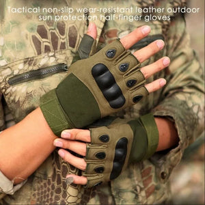 Gants tactiques mi-doigts noirs, vue de dessus - vue 3