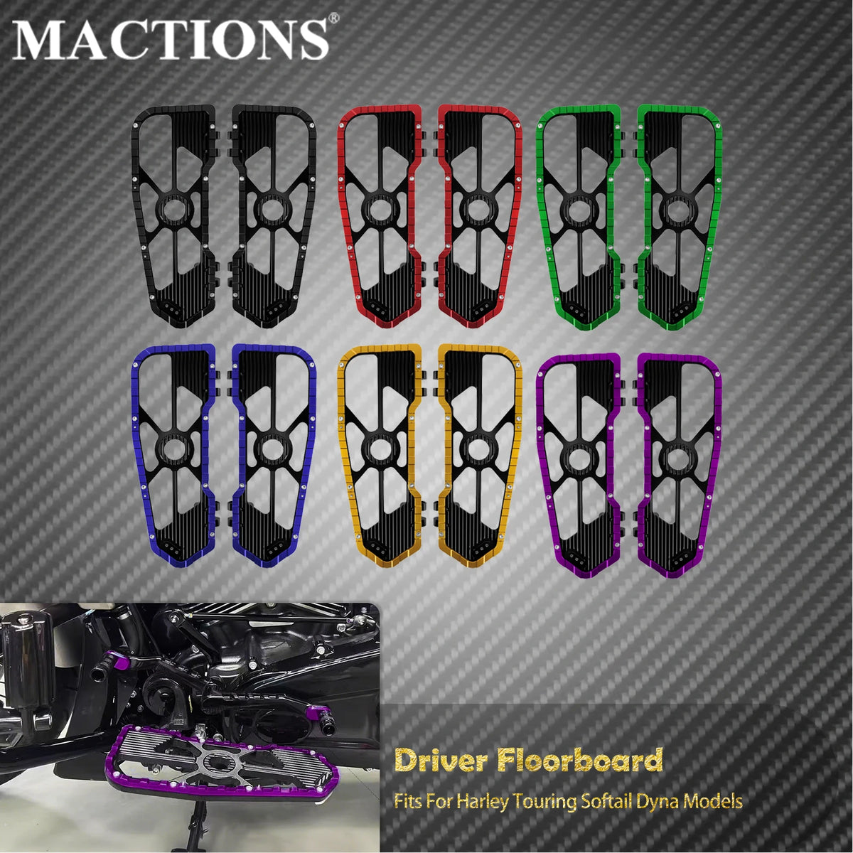 Marchepieds pilote (floorboards) avant - Harley Touring, Softail, Dyna, Road King, Street Glide FLD – photo 1/12