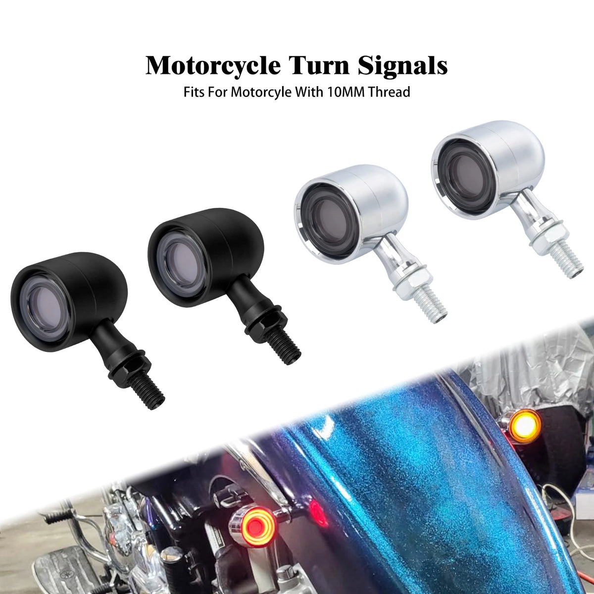 Clignotant LED arrière bullet filetage 10mm, feu stop et position, montage universel - vue 1
