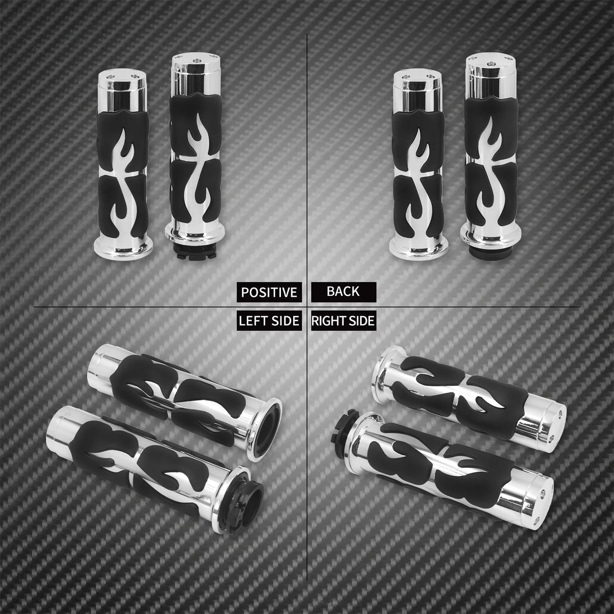 Poignées de guidon 1'' (25mm) style flamme - Harley Sportster, Dyna, Softail, Touring, V-Rod et autres – photo 2/8