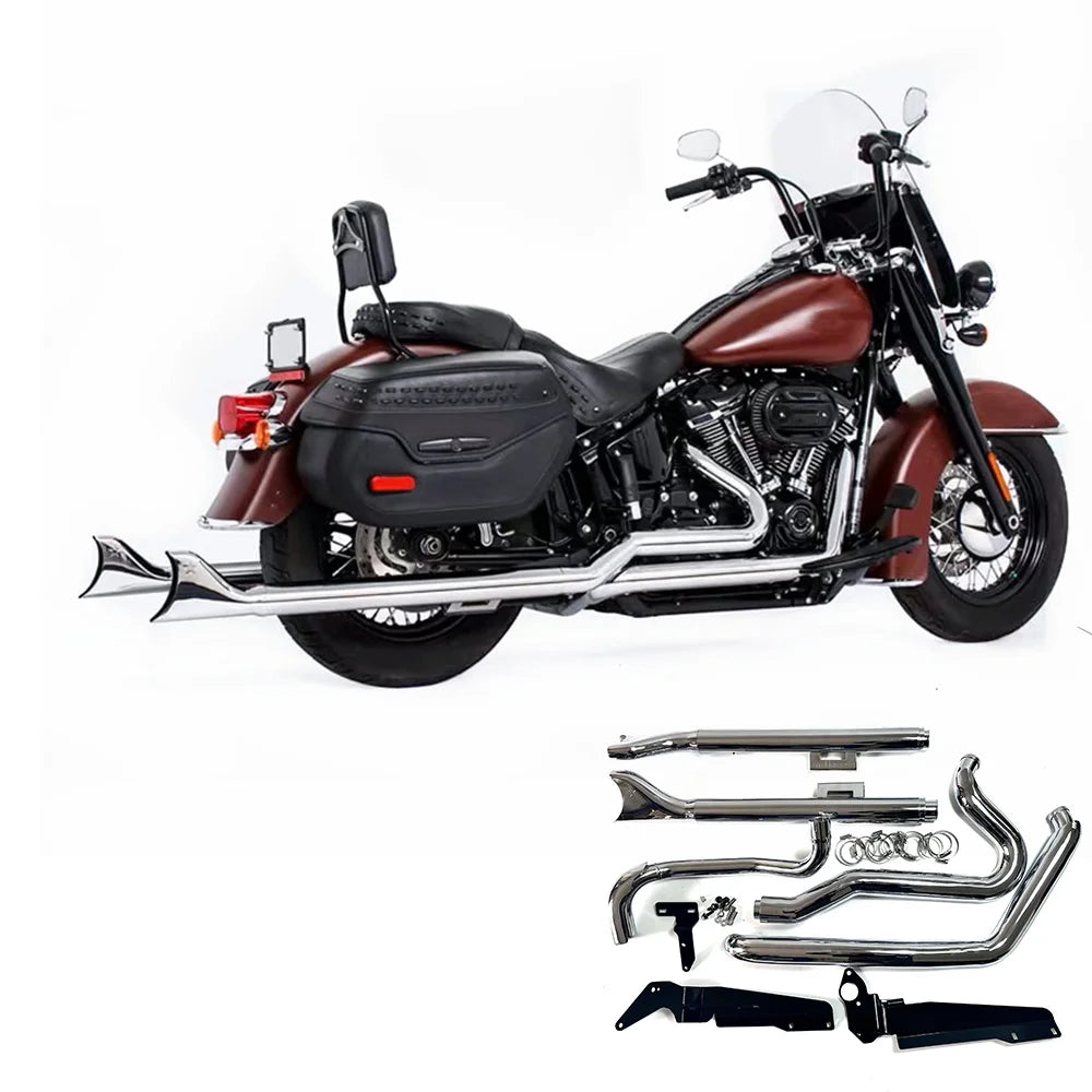 Ligne d'échappement queue de poisson pour Harley Softail - vue 2