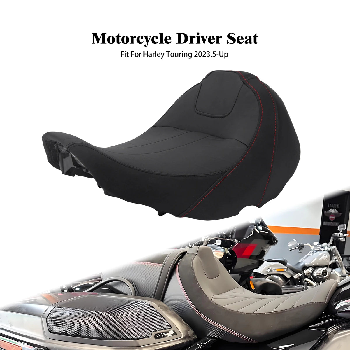 Selle solo conducteur noire pour Harley-Davidson Touring CVO - vue 1