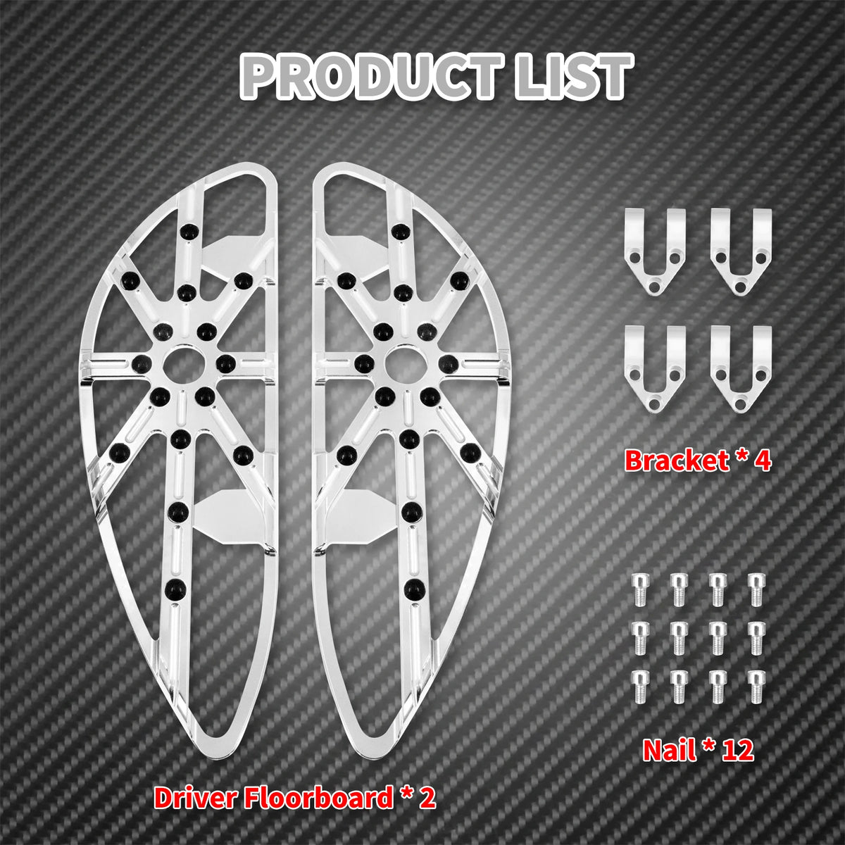 Marchepieds pilote CNC (floorboards) chromés - Harley Touring Road King, Electra Glide, Dyna, Softail FLHT – photo 2/6