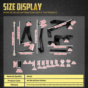 Kit repose-pieds pour commandes avancées en aluminium billette et acier, finition noire pour Harley-Davidson Softail Street Bob, Low Rider FXBB 2018-2025 – photo 5/7