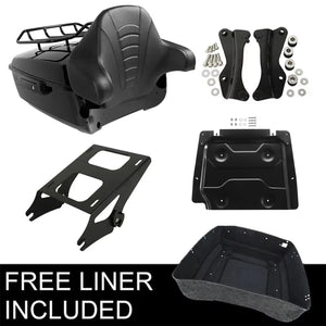 Malle top case noire avec dossier passager montée sur une Harley-Davidson Touring - vue 12