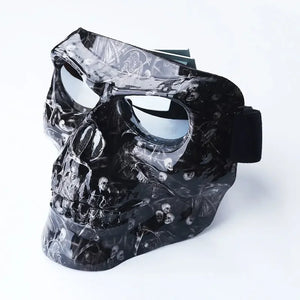 Masque décoratif tête de mort avec lunettes pour moto et déguisement - vue 2