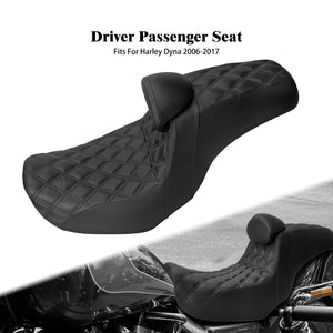 Selle biplace noire avec dossier pour moto Harley-Davidson Dyna - vue 1