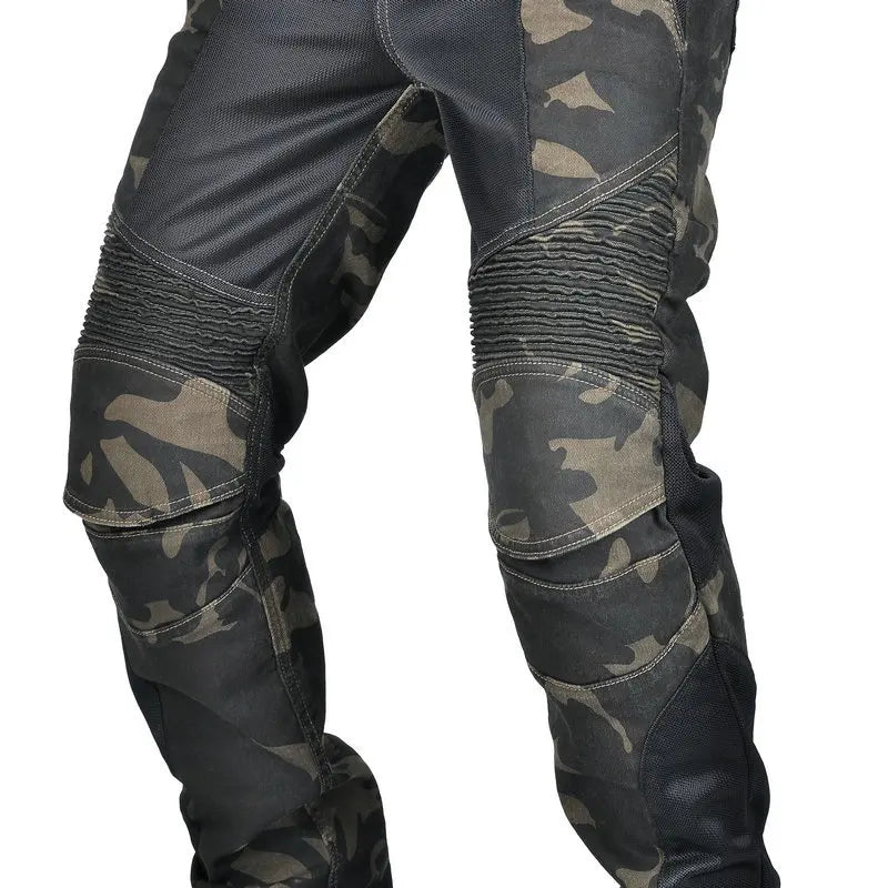 Jean moto été camouflage bleu, mesh respirant anti-chute - vue 4