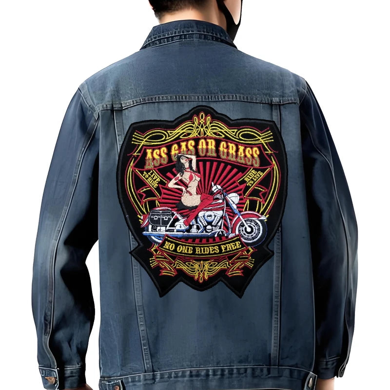 Grand écusson dorsal brodé style biker moto pour blouson - vue 43