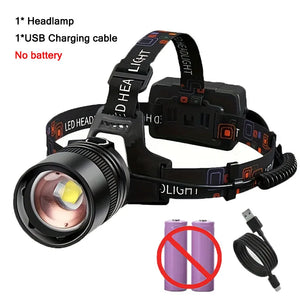 Lampe frontale LED puissante en alliage d'aluminium, rechargeable – photo 8/8