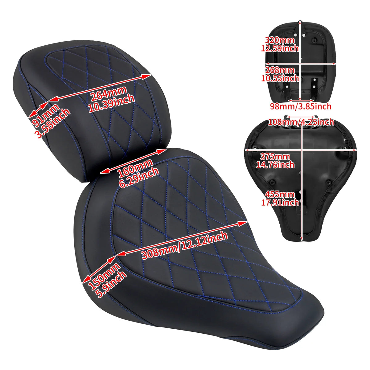 Selle biplace noire pour Harley-Davidson Softail Fat Boy - vue 6
