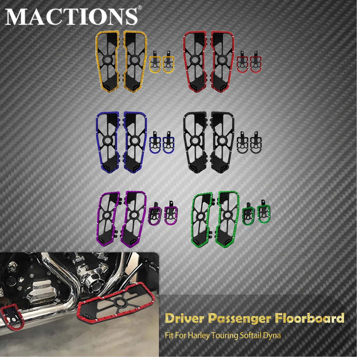 Repose-Pieds Conducteur/Passager (Floorboards + Footpegs) - Harley-Davidson Touring, Softail & Dyna – photo 1/12