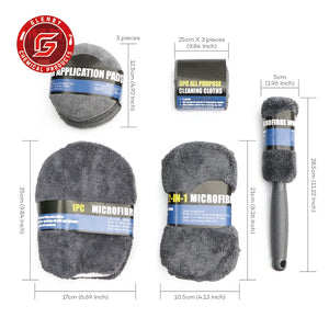Kit de 9 Accessoires de Nettoyage Auto/Moto (Gants, Lingettes, Éponges, Brosses) – photo 2/7