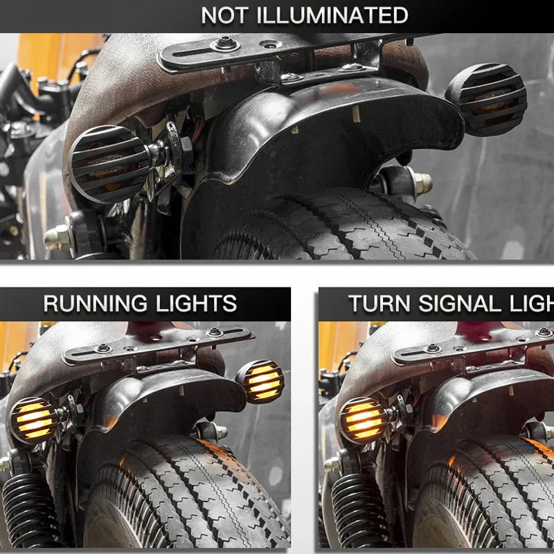 Clignotant LED rétro grille noire style café racer, montage universel 10mm - vue 6