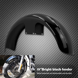 Garde-boue avant moto en acier noir pour Harley Touring - vue 3