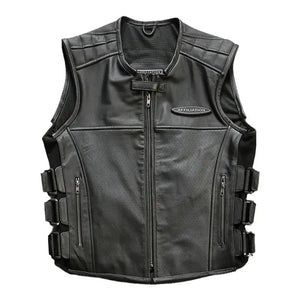 Gilet moto en cuir véritable - vue produit - vue 6