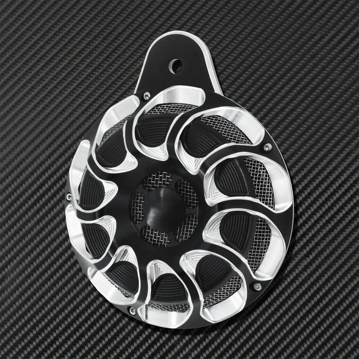 Cache-klaxon CNC noir et chromé pour Harley Big Twin et Sportster - vue 6