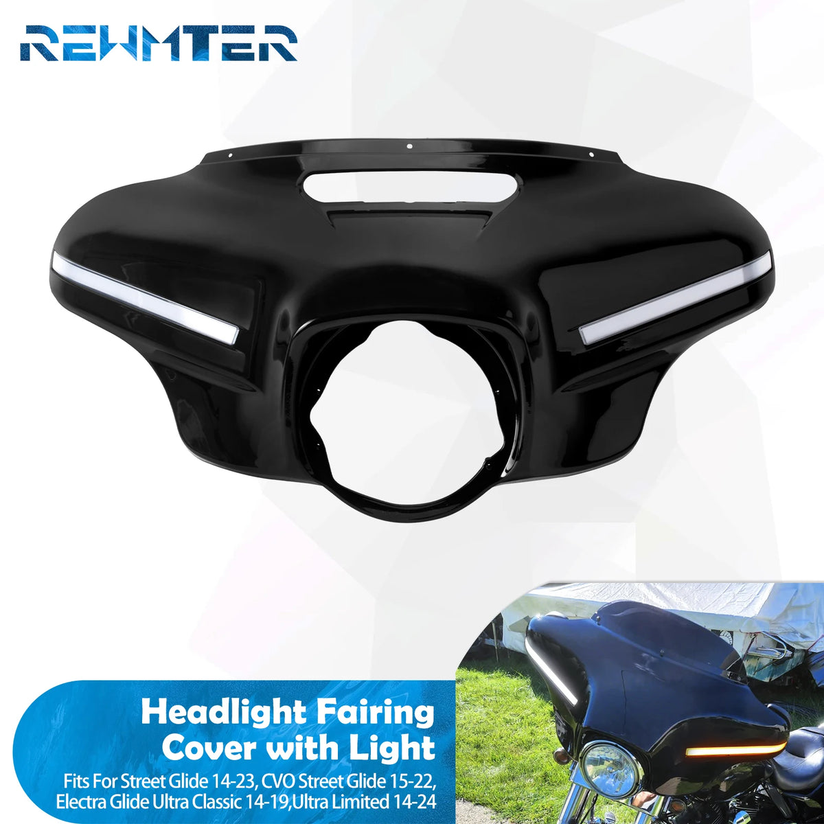 Kit carénage avant de phare batwing pour moto Harley Touring - vue 8