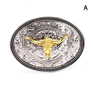 Boucle de ceinture dorée motif tête de taureau longhorn - vue 8