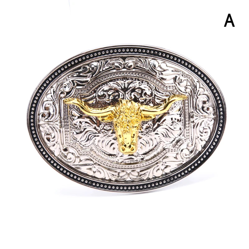 Boucle de ceinture dorée motif tête de taureau longhorn - vue 8
