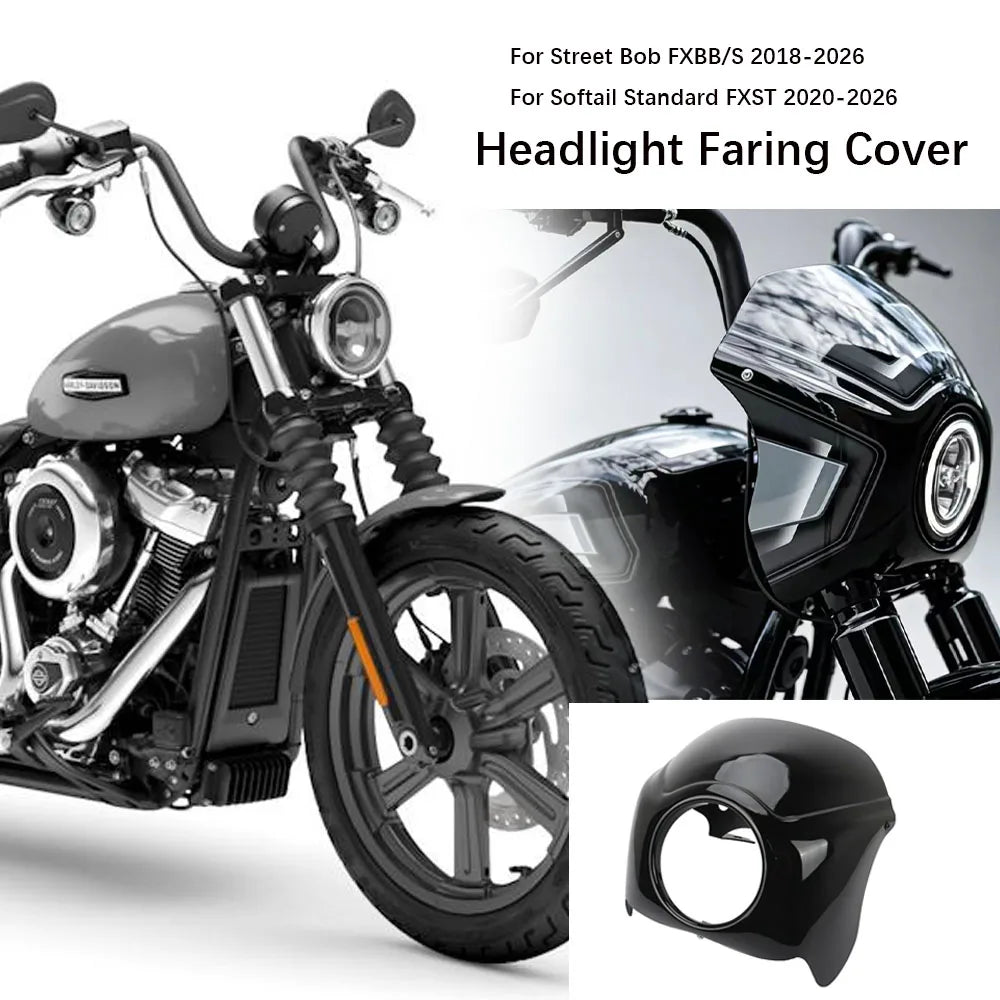 Cache de Phare Avant Noir Brillant - Harley-Davidson Softail Street Bob FXBB/S, Standard FXST 2018-2026 – photo 1/6