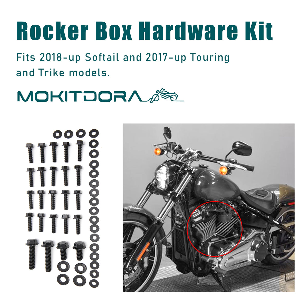 Kit Boulons de Cache Culbuteurs (Rocker Box) - Harley-Davidson Softail 2018 et plus, Touring et Trike 2017 et plus – photo 2/7