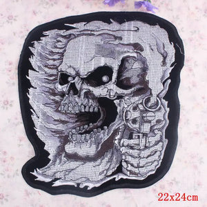 Écusson dorsal brodé biker punk crâne aigle - vue 12