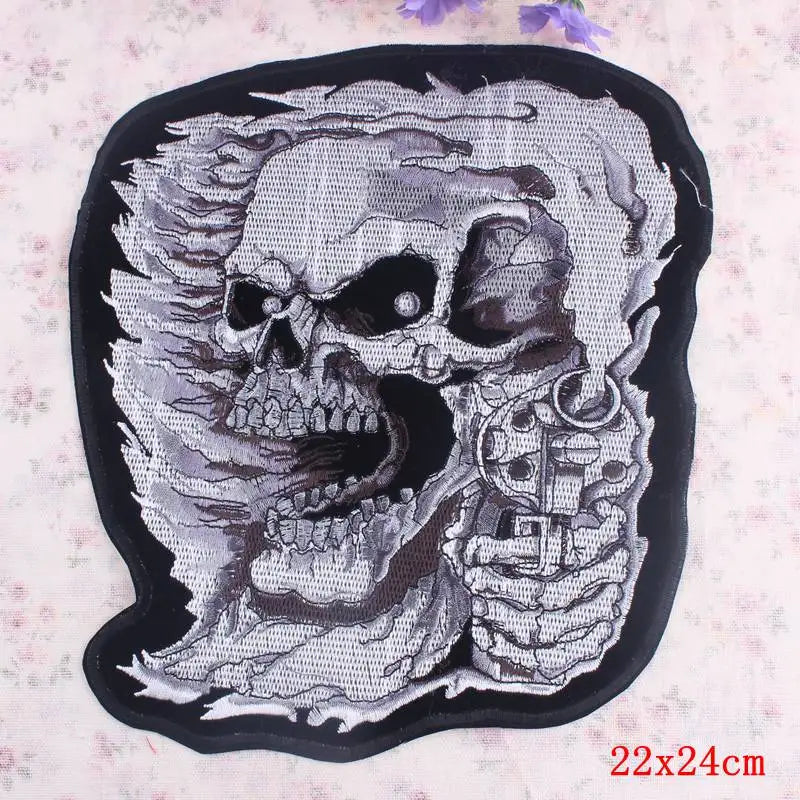 Écusson dorsal brodé biker punk crâne aigle - vue 12