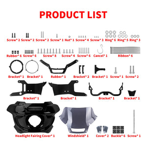 Kit Carénage de Phare Avant avec Pare-brise et Support - Harley-Davidson Dyna 2006-2017 – photo 6/11