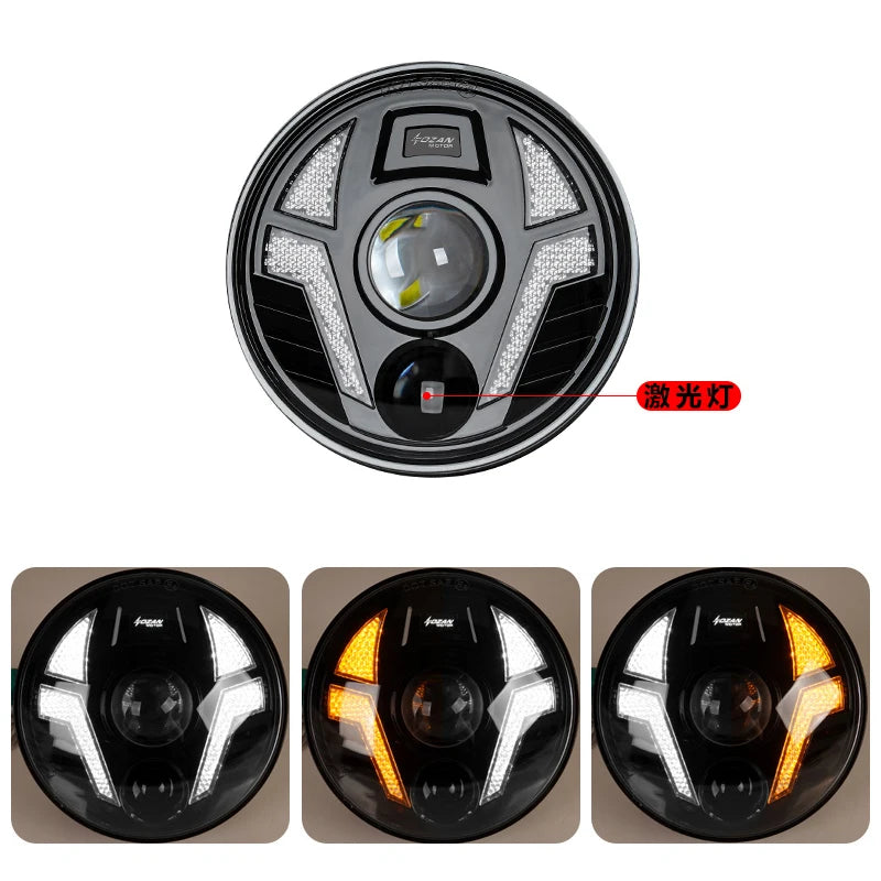 Phare LED style X 5,75 pouces avec feu de jour ambre pour moto rétro Harley Sportster et Scout - vue 8