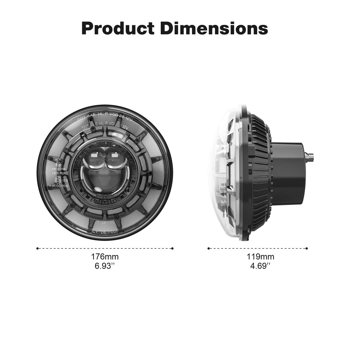 Phare LED 7 pouces pour Harley Touring Softail - vue 4