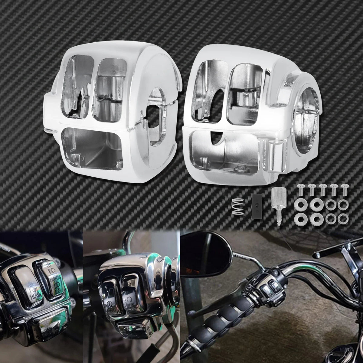 Boîtiers de commodo aluminium pour Harley Softail Dyna Sportster - vue 4