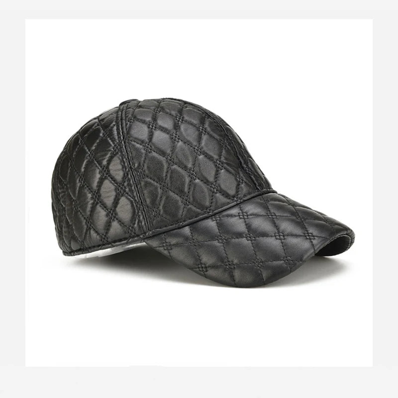 Casquette en cuir de mouton noir pour homme - vue 3