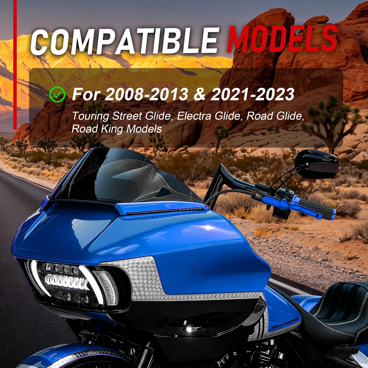 Leviers de frein et d'embrayage courts 3 doigts (Shorty) - Harley-Davidson Touring 2008-2013 et 2021-2023 – photo 2/14