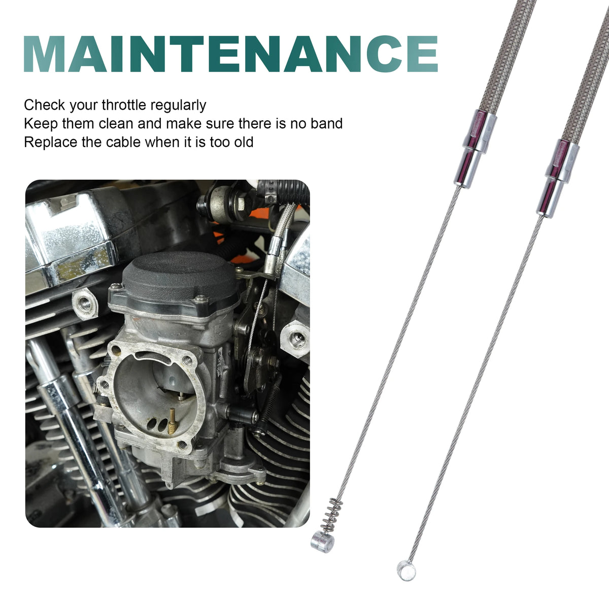 Kit Câble d'Accélérateur Tressé Inox 108cm - Harley-Davidson Sportster XL, Dyna, Softail Standard – photo 5/8