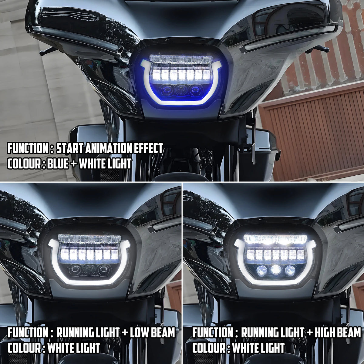 Phare LED avant noir sur Harley Street Glide CVO - vue 3
