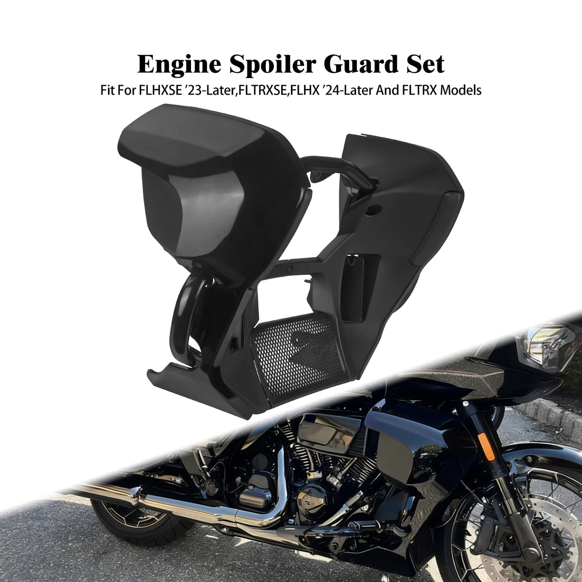 Kit de carénages bas et sabot moteur noir pour Harley-Davidson Touring - vue 1