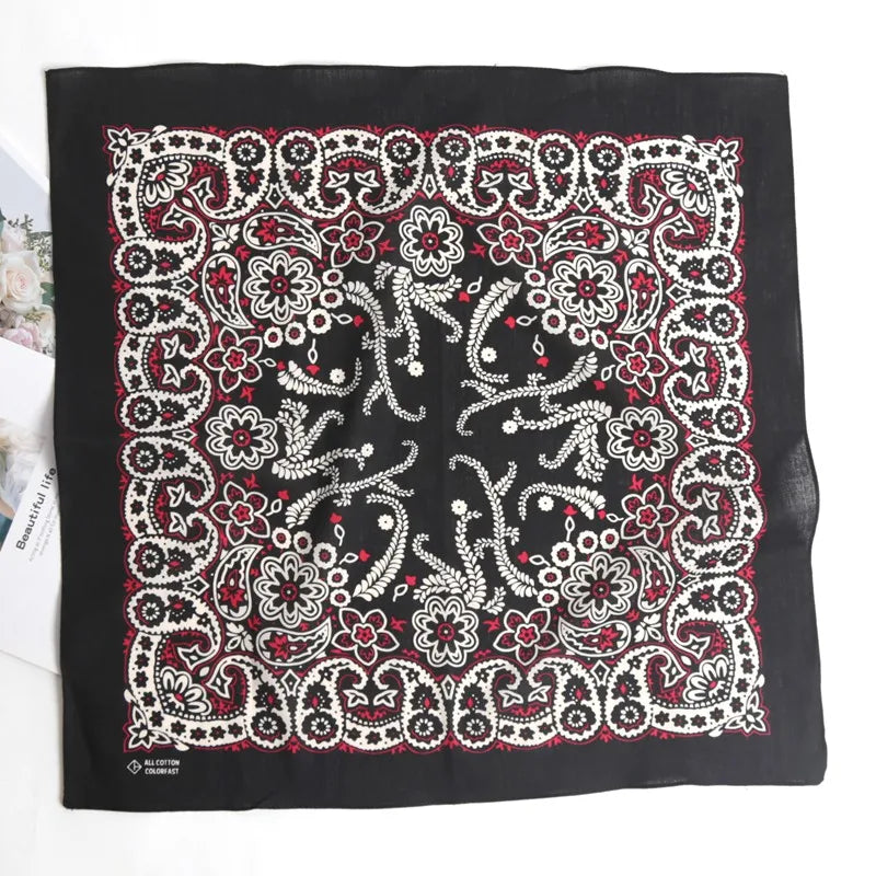 Bandana carré en coton motif cachemire - vue 12