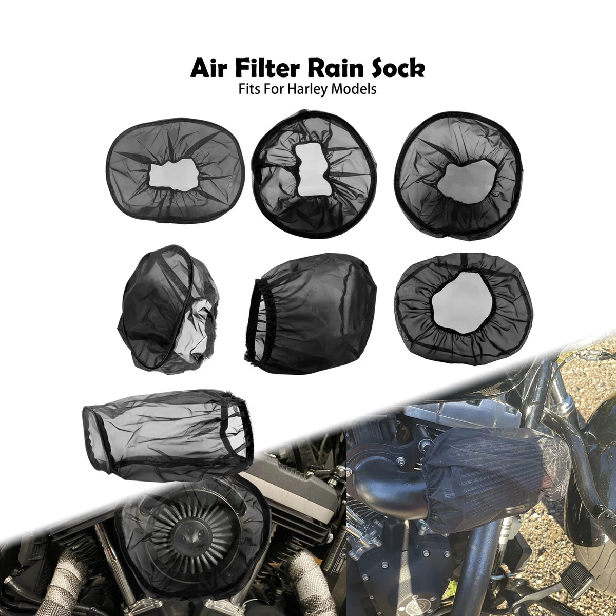 Housse anti-pluie noire pour filtre à air de moto Harley-Davidson - vue 1