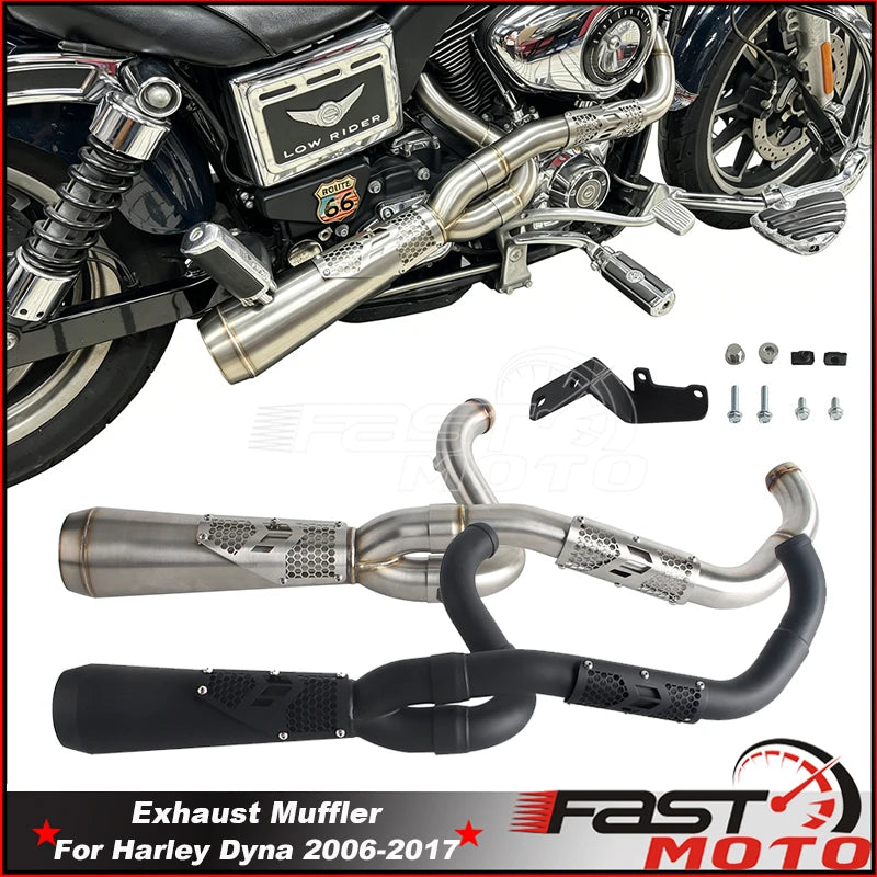 Ligne d'échappement complète noire pour moto Harley-Davidson Dyna - vue 1
