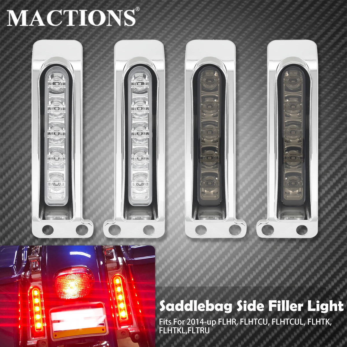Feux LED latéraux de sacoches (fond de garde-boue) clignotant/stop - Harley Touring Electra Glide, Street Glide, Road King, FLHTK 2014 et + – photo 1/8
